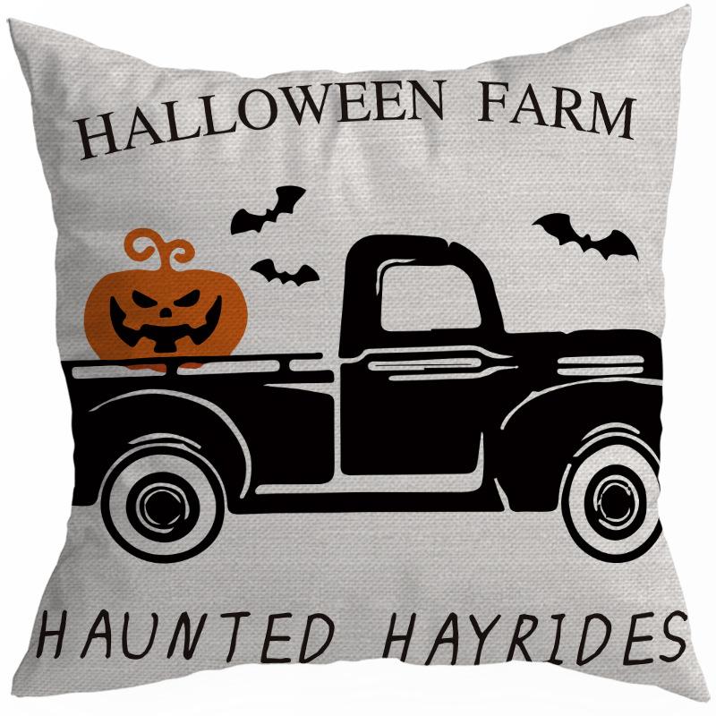 New Style 45x45cm Halloween Cushion Cover Linen Pillowcase Pumpkin Grimace Print Festival Party Decorative Pillow Covers, 1PC