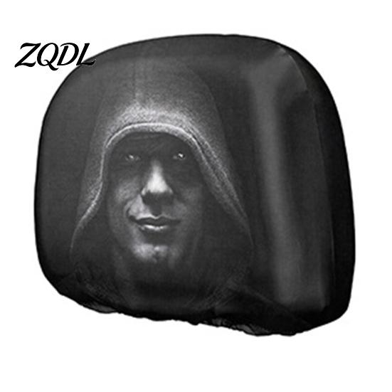Eerie Car Interior Styling Realistic Horror Headrest Covers, Double Sided Scary Passenger Decorative Sleeves Illusion Seat Protector, Universal