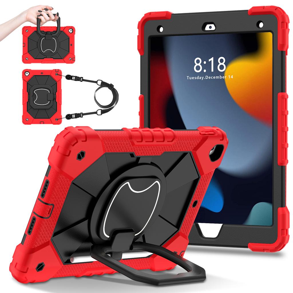 Rotating Heavy Duty Case for IPad 10.2 2019 2020 2021 7th 8th 9th Generation Armor Stand Cover with Handle Grip Shoulder Strap