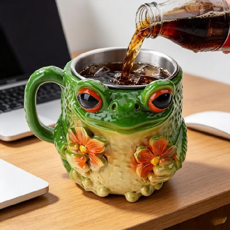 Harz Trinkbecher mit lustigen Fröschen 11oz Große Kapazität Kaffeetasse für stabiles Aufstellen Perfekt für Charme und Hydration