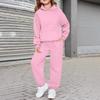 Children's Solid-color Long-sleeved Hoodie And Sweatshirt Set