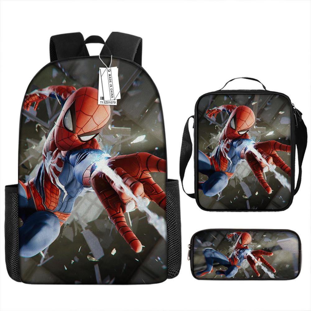 Spiderman School Backpack Set With Oxford Fabric Breathable Waterproof For Kids