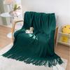 Tassel Blanket 100% Acrylic Bedside Towel Solid Color Plaid Knitted Blanket Nap/Travel Shawl Home Sofa Towel manta