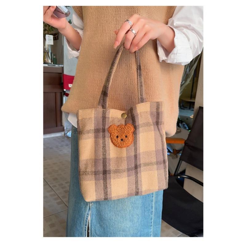 Women's Cute Bear Print Bag, Tote, Large Capacity, Small Bag