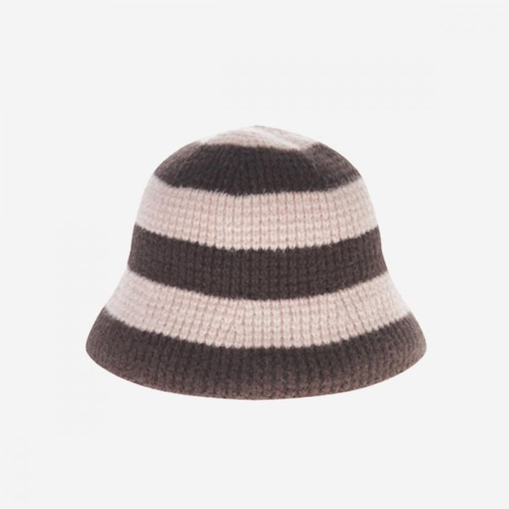 ALLINCOMPLETE Коричневая   Розовая в полоску пушистая панама Single option