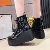 Fashion 9CM Women's High Platform Motorcycles Boots Winter Heels Puck Style Ankle Boots Female Chunky Sneakers Autumn Spring Shoes Woman