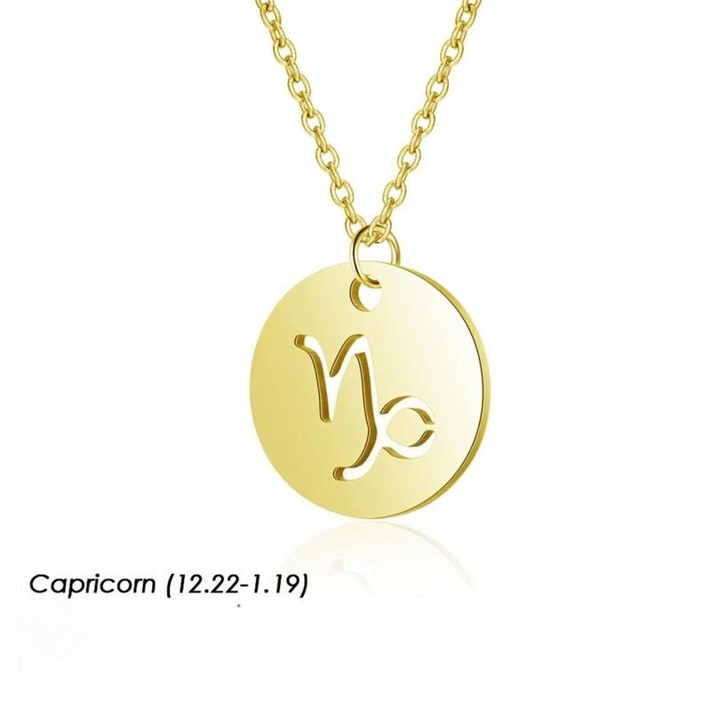 

12 Constellation Gold Color Pendant Necklaces for Women And Girls Zodiac Sign Aries Leo Jewelry Collection of 12 Stars Gold Color