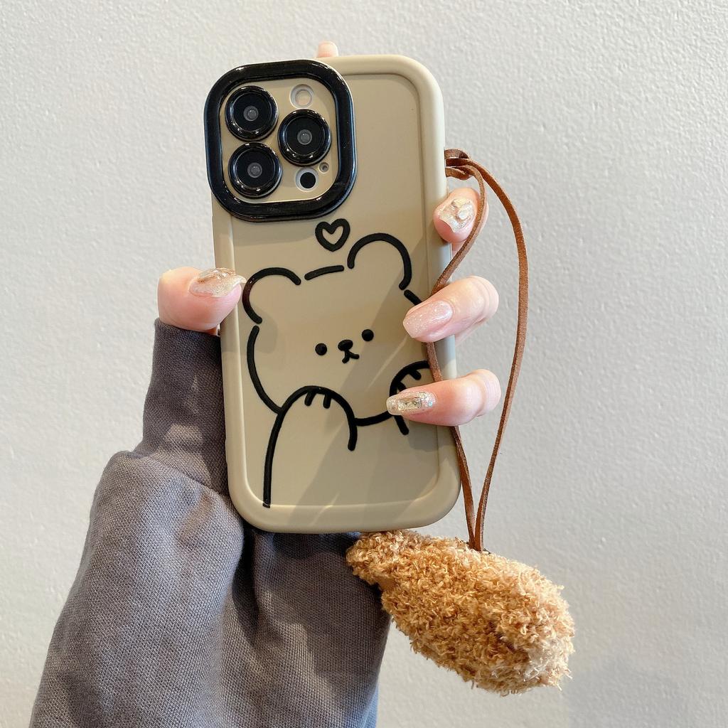 Puff Shell Suitable for Apple 16PRO Cute Emoticon Package Bear Mobile Phone Case IPhone 12 Full Package Anti-fall Soft Case