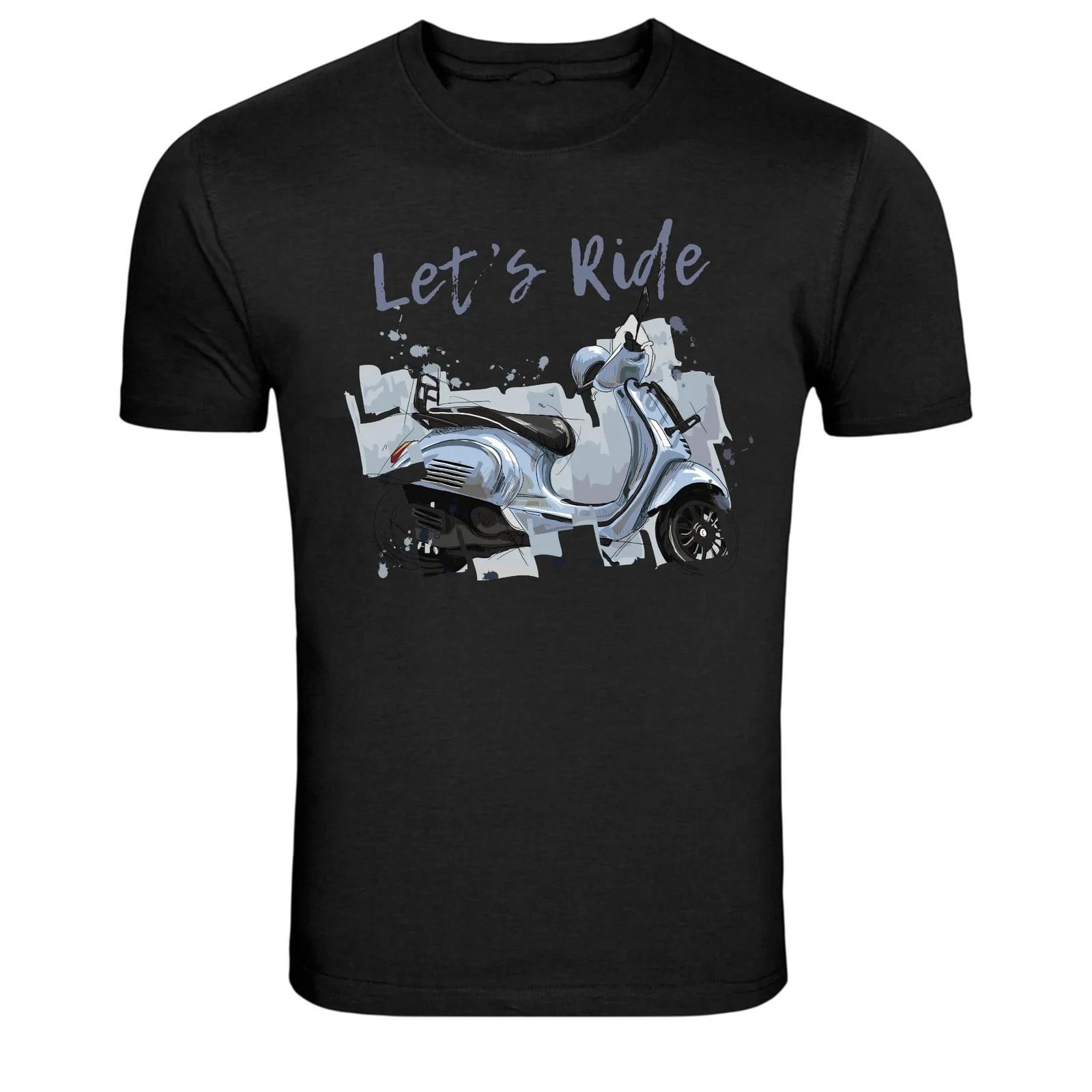 Let s Ride Vintage Scooter Graphic T-Shirt M