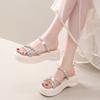 2025 Summer New Thick Bottom with Diamond Slippers Fashionable Internet Celebrity Heightening Slippers Small Cool Slippers