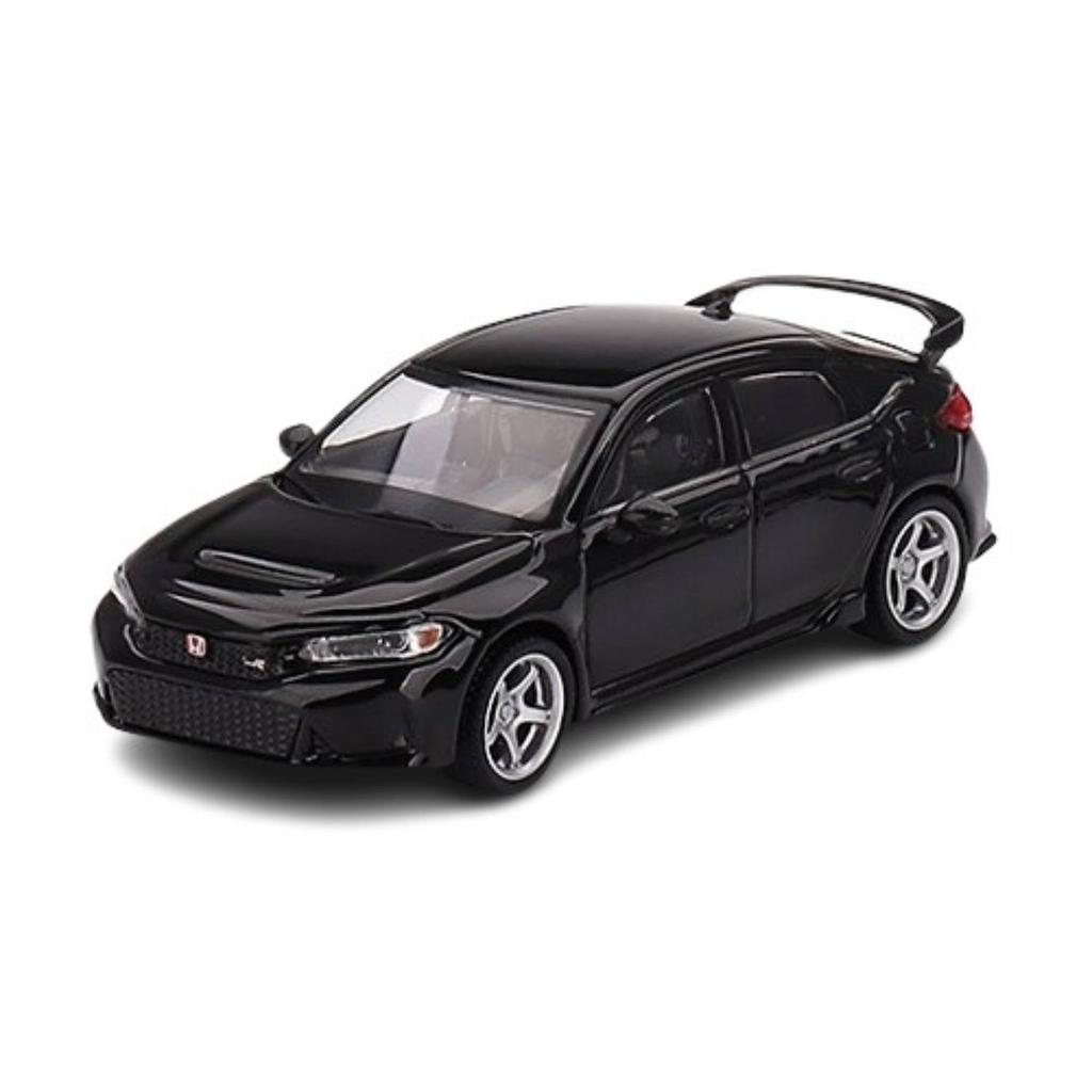 TrueScale Miniatures MINI GT Scale Honda Civic Type R 2023 Crystal Black Pearl with Advan GT Finished Model 1/64 Wheels, Right-Hand Drive,