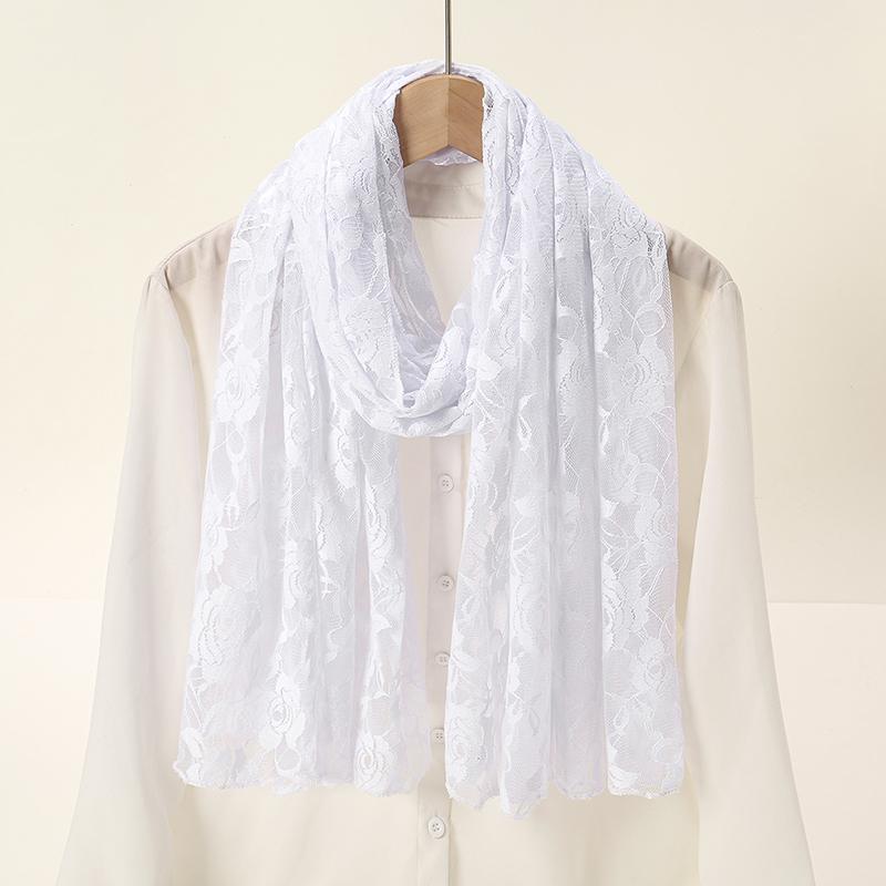 

Lace Rose Scarf Long Towel Muslim Hijab Shawls Women Long Wraps Travel Summer Sunscreen Uv Rays Cape Ladies Elegant Turban