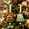 Festive Tabletop Centerpieces Mini Pipe Cleaner Christmas Tree Ornament Handmade Chenille Stem Xmas Miniature Gifts Craft with Bells Holiday Hanging