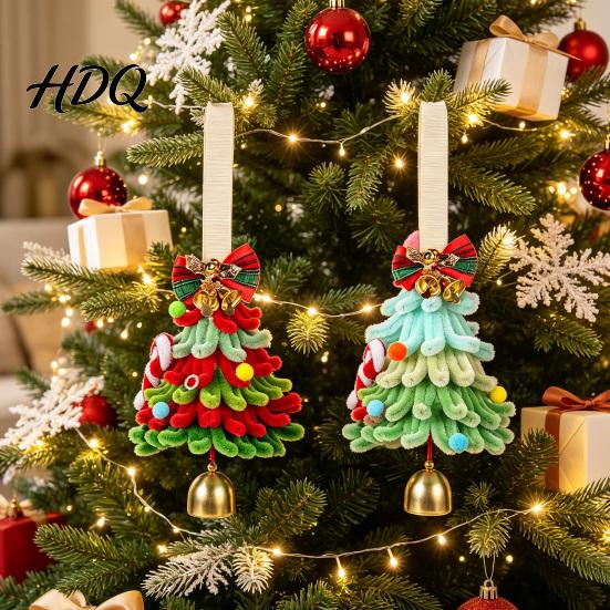 Festive Tabletop Centerpieces Mini Pipe Cleaner Christmas Tree Ornament Handmade Chenille Stem Xmas Miniature Gifts Craft with Bells Holiday Hanging