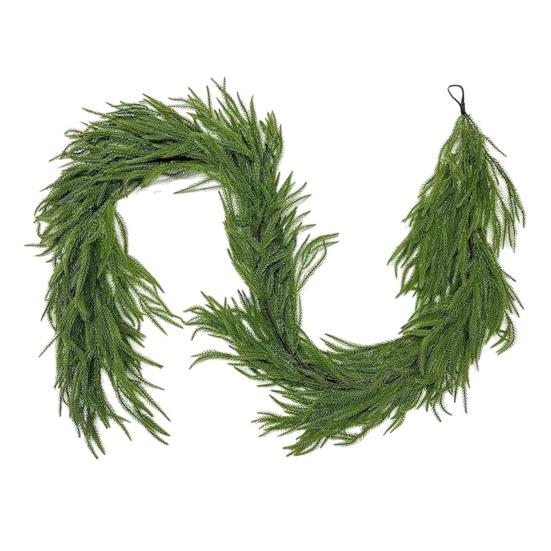 

Юшенг 180/270 см Искусственная гирлянда из норфолкской сосны Искусственная рождественская сосновая игла Ротанг Каминная полка Камин Крыльцо Внутреннее Наружное Подвесное украшение 1.8M