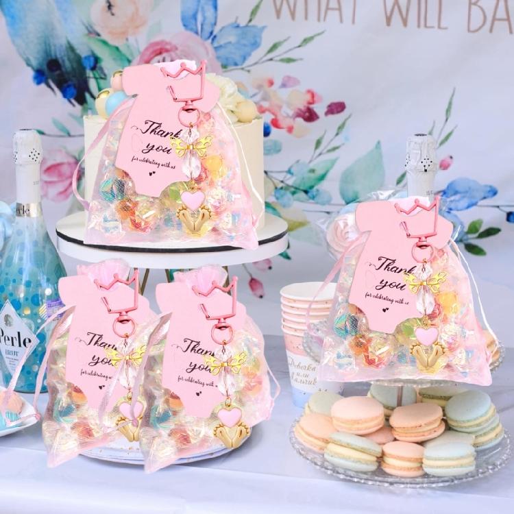 20pcs Handmade Keychains with Organzas Bags for Wedding and Baby Shower Baptism Party Supplies Anniversary Decorations