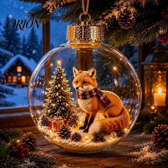 Christmas Tree Garland Pendants Glowing Scene Ornament Ball with LED Light for Hanging And Baubles Tabletop Decor, Transparent Acrylic Holiday Pendant