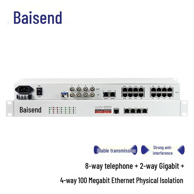 

Baisende 8-Channel Telephone & Ethernet Fiber Optic Multiplexer