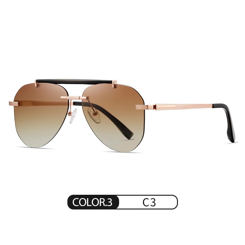 

Trending Rimless Pilot Sunglasses Men Fashion Black Sun Glasses Uv400 Hd Lens Eye Protection Polarized Fishing Glasses