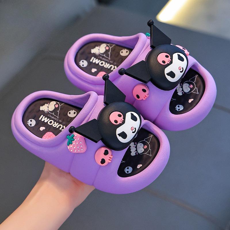Cartoon Flip-flops for Boys, Girls Anti-slip Soft-soled Shoes 24-25 фиолетовый