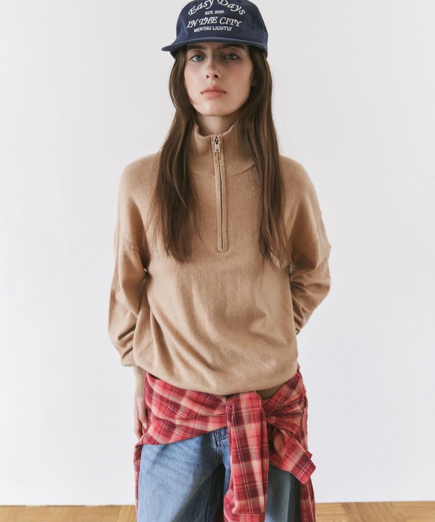 SIYAZU Sikn2200 Wool Blend High-Neck Zip-Up Knit_Beige