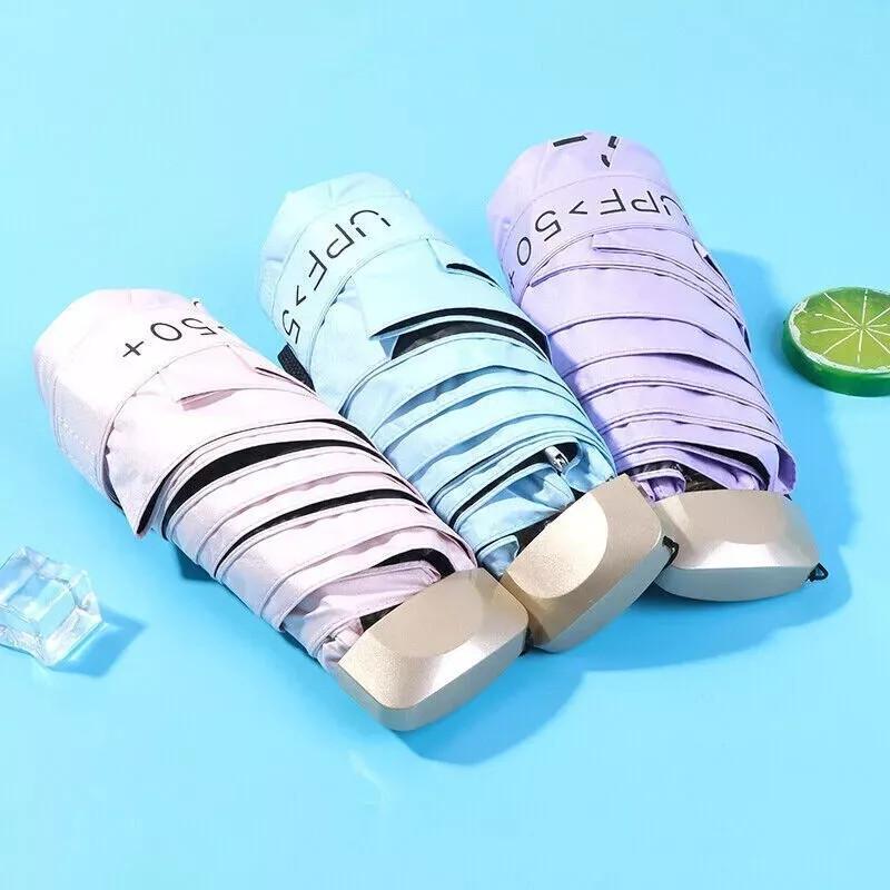 Mini Compact Pocket Umbrella Sun Anti Uv 5 Fold Rain Windproof Portable Travel