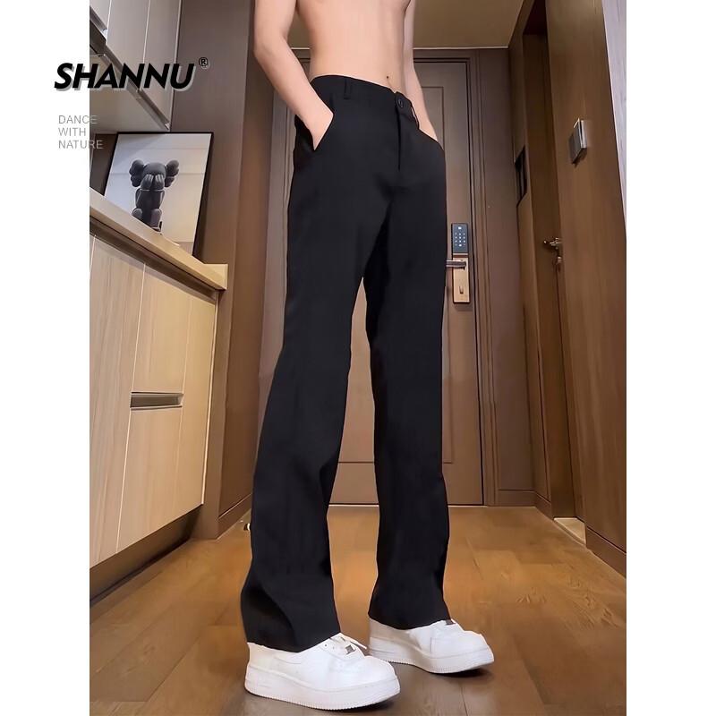 SHANNU Men s Ice Silk Casual Straight Pants 4XL