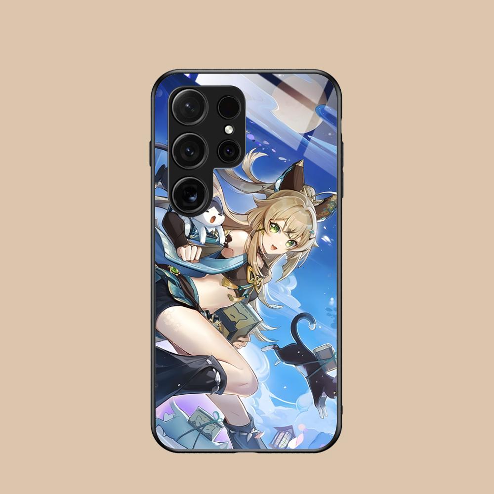 

Game GI Kirara Mobile Phone Case for Samsung Galaxy S26 S25 S24 S23 S22 S21 S20 Note20 Plus FE Ultra Glass Colorful Cover Pretty Galaxy S23+
