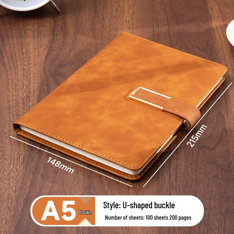 A5 Sheepskin Soft Leather Notebook – Customizable, Logo Printable, Thick Business Office Design