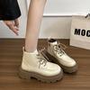 Fashion Platform Thick Bottom Women Motorcycle Boots Fashion Lace Up Shoes 2025 Autumn Winter Female Keep Warm Short Booties