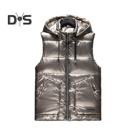 

Мужской жилет, пальто с воротником-стойкой, с капюшоном, без рукавов, застежка-молния, зимний жилет, верхняя одежда с карманами, однотонный утолщенный жилет из хлопка на пуху L золотистый