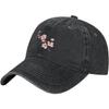 Black Beautiful Peach Blossom Branches Printed Washed Cowboy Baseball Cap for Adults Stylish and Breathable Hat