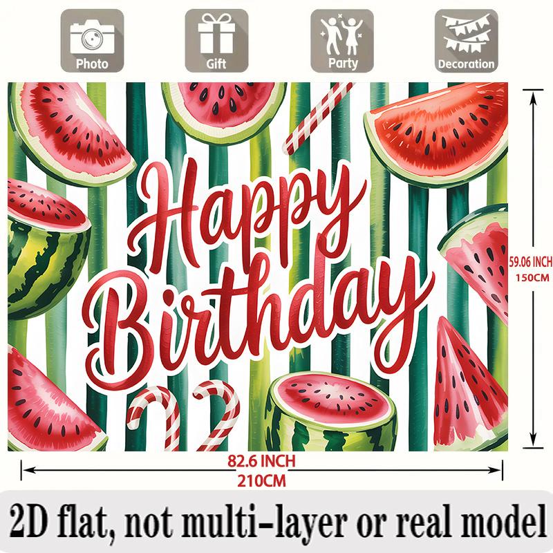 Watermelon Birthday Banner, Fruit Photo Backdrop Wall Decor for Summer Party