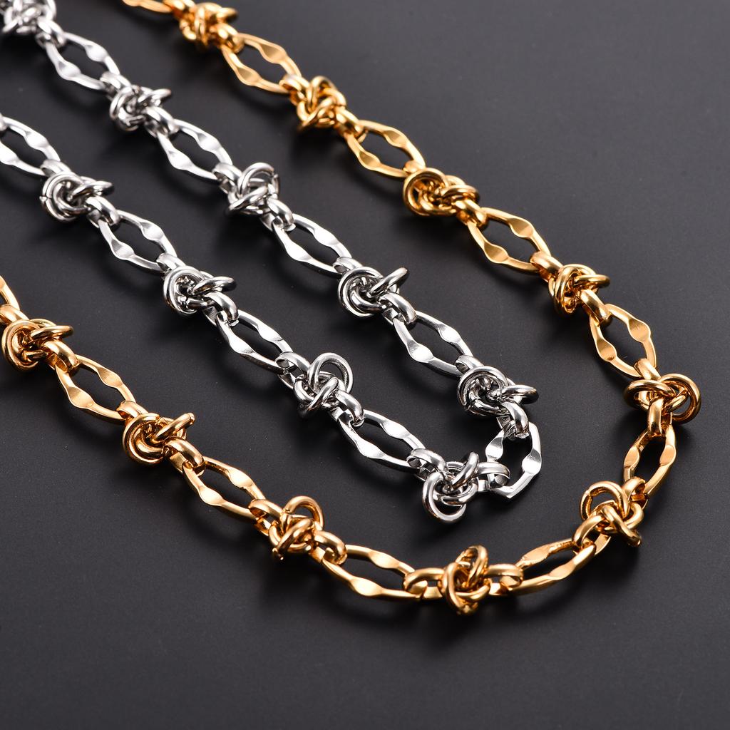 8mm Chic Stainless Steel Chunky Necklace Link Lip Knot Chain for Men Women Punk Hiphop Boy Gold Color Heavy Metal Jewelry Choker