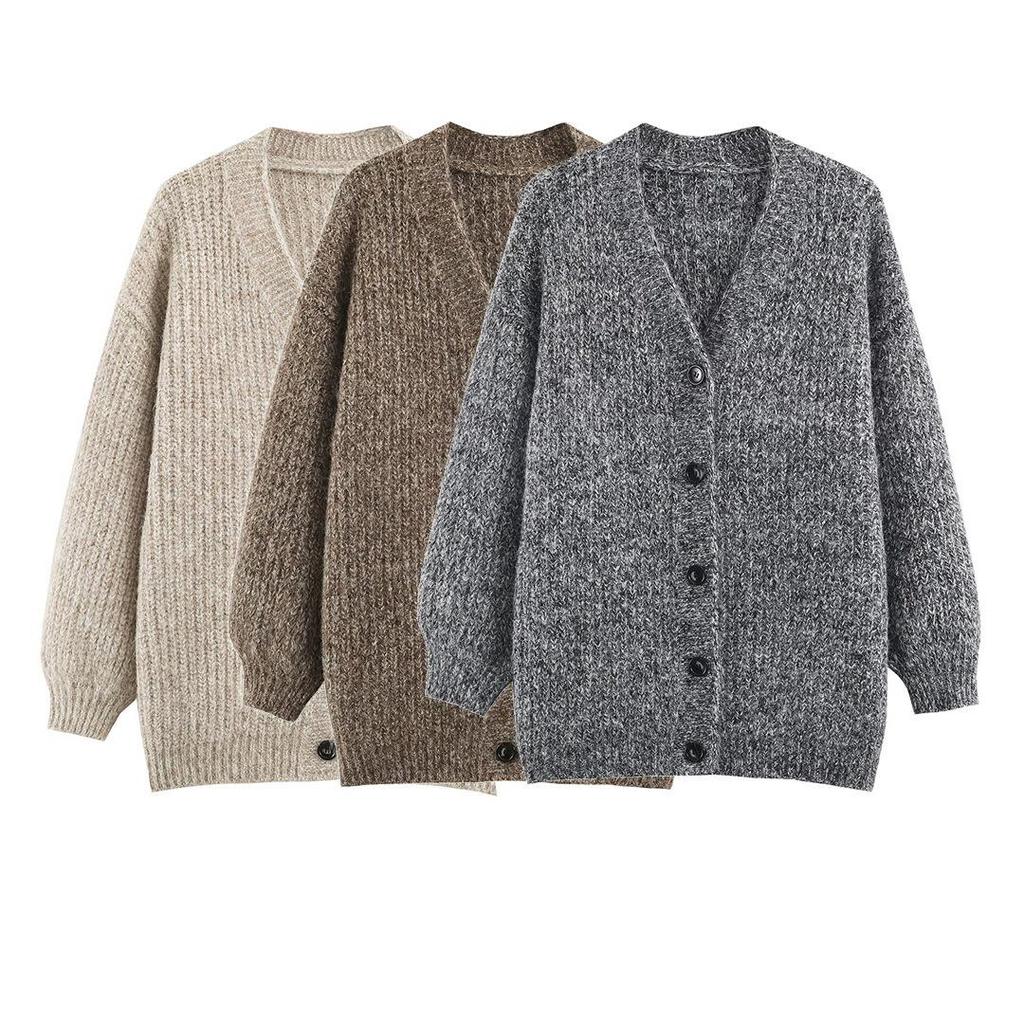 Autumn 2026 Women's European & American Style V-Neck Knit Cardigan Sweater