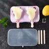 Silicone Ice Cream Mold Cartoon Shape Reusable Sicle Molds DIY Homemade Ice Lolly Mold with Lid Sticks Ice  Maker Mould