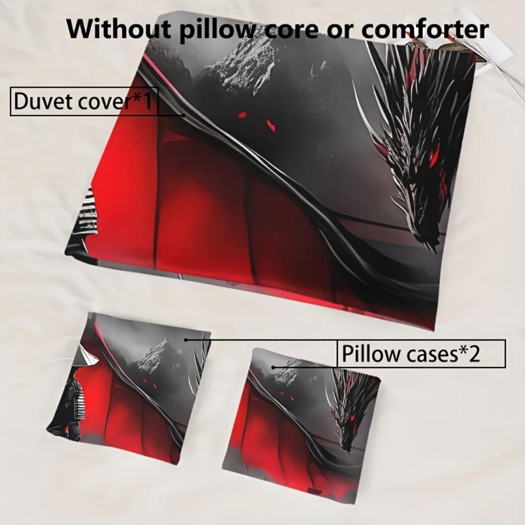 3-teiliges Dragon Slayer Warrior 3D-gedrucktes Bettwäscheset Bequemer Bettbezug King Queen Twin Größe Geburtstagsgeschenk Schlafzimmerdekoration