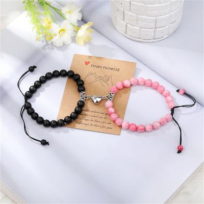 2021  2Pcs/Set Natural Stone Beads Yoga Bracelet For Lovers Distance Magnet Couple Bracelets Friendship Jewelry