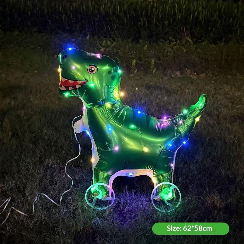 HUAHUAElephant Inspired Standing 4D Glow Foil Balloons with Wheels for Child's Birthday and Baby Shower DecorationsHUAHUA