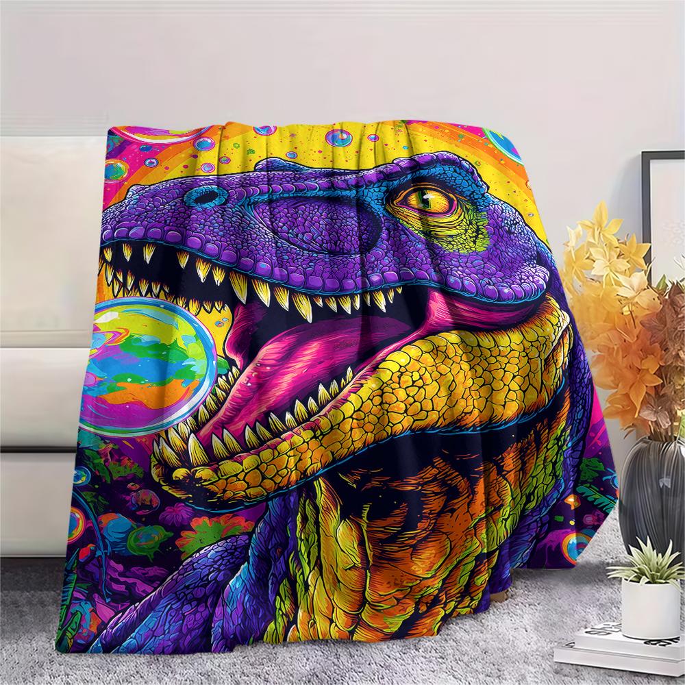 dinosaur Print Flannel Blanket, High quality Comfortable for All Seasons, Home Decor, Warmth and Comfort, Perfect for Christmas Gifts