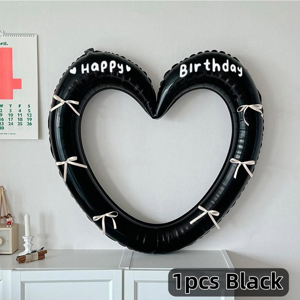 1pcs Heart Balloon Birthday Party Festival Prop Wedding Decoration Heart-Shaped Photo Frame Romantic Bow Deco Home Accessories