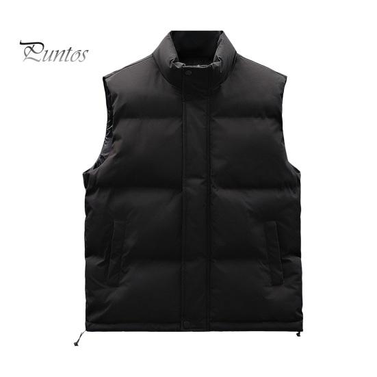 

Мужская жилетка с воротником-стойкой, без рукавов, застежкой-молнией, теплая зимняя куртка с карманами, однотонная утолщенная верхняя одежда M чёрный