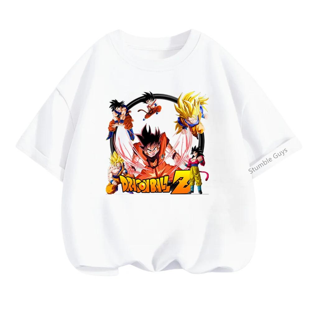 2025 MINISO Summer 4-14 Children  Dragon Ball Z TShirt Son Goku Anime Teen Clothes Fashion Casual T-shirt Boy Clothes Girls Kawaii Kids Tops