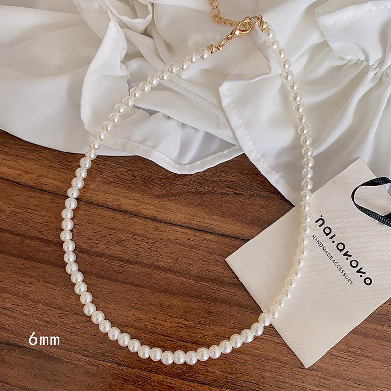 Light Luxury High-End Imitation Pearl Beaded Necklace Women'S Versatile Niche Design Collarbone Chain Summer Accessories