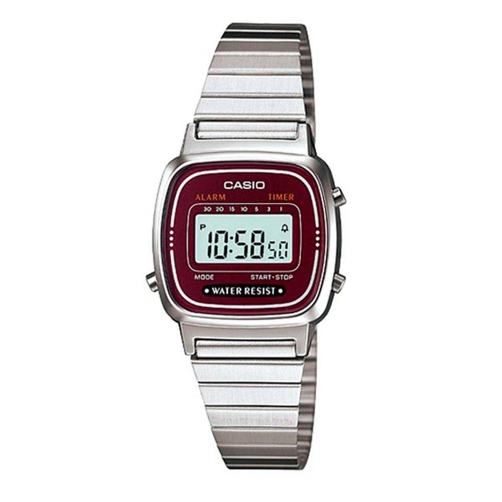 

CASIO Стандартные Цифровые Красные Часы LA-670WA-4 LA670WA-4 Серебристые/Винные Женские [Б/У]