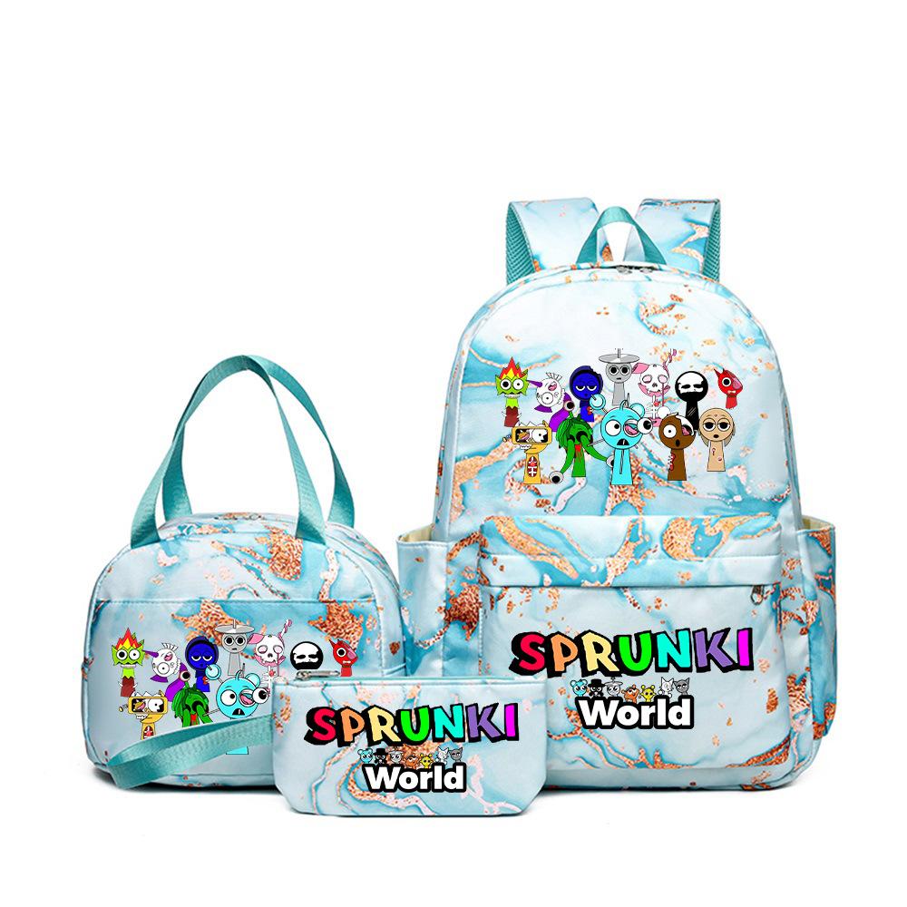 Rhythm Box Music Game Heat Transfer Backpack Sprunki Primary and Secondary School Students Children's Cute Schoolbag Three-piece Set