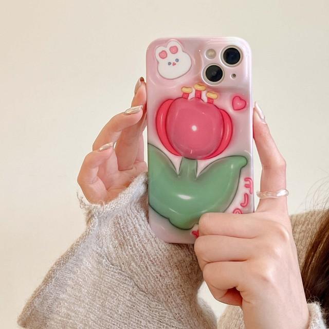 

Ins 3d чехол для телефона с цветком тюльпанов для Iphone 11 12 Promax 14 13 Pro Max противоударный силиконовый мягкий милый чехол с мультяшным рисунком Fundas Capa For iphone 14promax