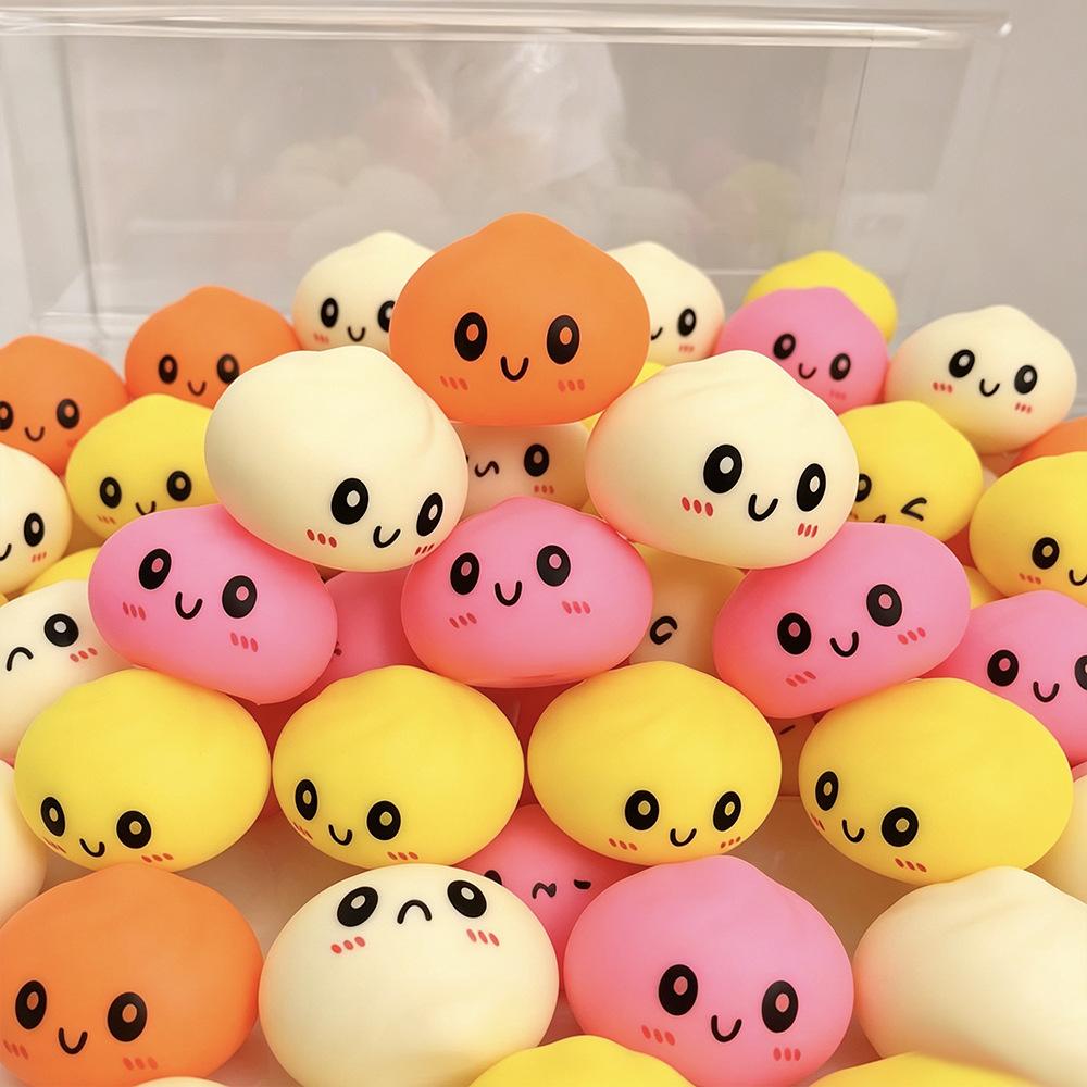 Toy Steamed Bun Stress Toy - 4cm Buns, 12 Pack Mixed Colors (Yellow,, Orange) in Mesh Bag