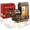 IPOW Christmas Snow Globe Lantern Train with Water Swirling Glitter, Musical and Lighted 6 Hours Timer USB Powered & Battery Operated Music Box for