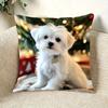Cute Puppy Dog Christmas Pillow Cover Cushion Case Holiday Throw Pillow Decor Accent Pet Lover Xmas Home Accent Pillowcase